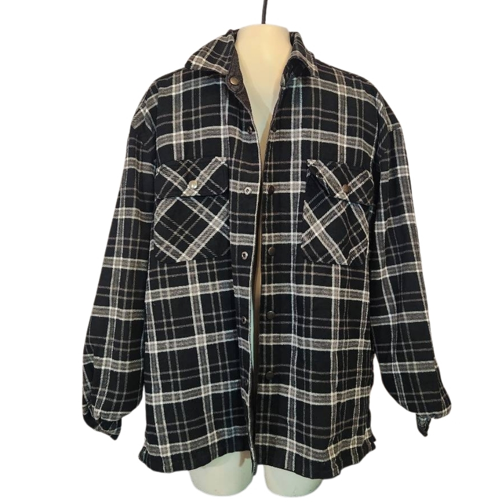 Black and White Plaid Men's Reversible Jacket Size Large